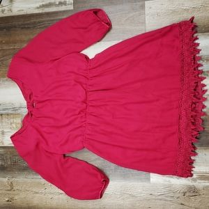 Trixxi Adorable Fuschia Elastic Waist Puff Sleeve Dress Size XL